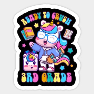 Kids 3rd Grade Unicorn First Day of School Girls Rainbow Sticker